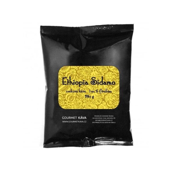 Etiopie Sidamo, STŘEDNĚ PRAŽENÁ, zrnková káva arabica